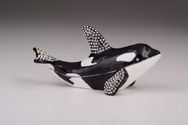 Whale Faberge trinket box hand made by Keren Kopal w/ Austrian crystal - £82.75 GBP