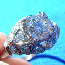 Earth mined Diamond Deco Engagement Statement Ring Estate Platinum Solitaire S 6 - $120,546.76 MXN