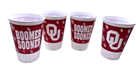 OU Cups Set Lot 4 Vintage Oklahoma Sooners Plastic Drinking Football Fan Boomer - £27.80 GBP