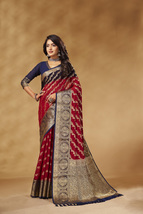 Designer Red Viscose Weaving Border Work Sari Georgette Party Wear Saree - £66.22 GBP