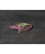 NEW BETSEY JOHNSON Petal To The Metal Fox Hinged Bangle Bracelet Crystals - $69.29