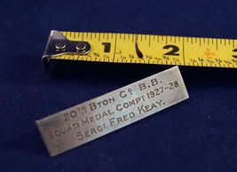 Vintage British Army 20th Bton Co. B.b. Squad Medal Compt. 1927-28 Pin - $43.42