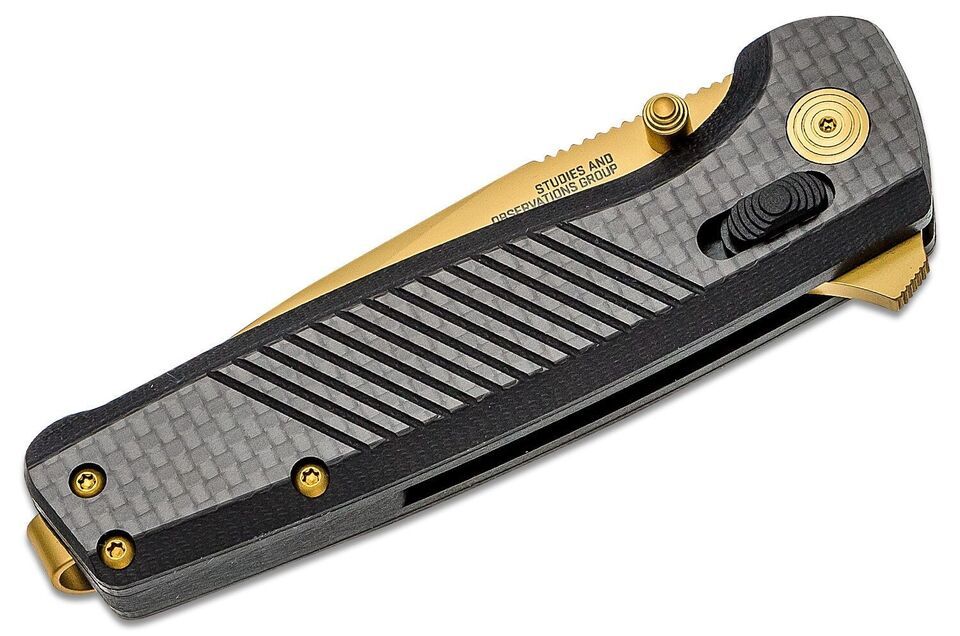 Primary image for NEW SOG Terminus XR LTE Flipper Knife 2.95" Gold TiNi S35VN Carbon Fiber Handles