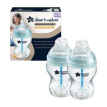 Tommee Tippee Anti-Colic Baby Bottles, Slow Flow Breast, 260ml, Pack of 2, Clear - £71.35 GBP
