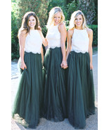 DARK GREEN Tulle Maxi Skirt Wedding Party Custom Plus Size Tulle Skirt - $58.50