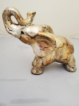 Vintage Crushed Oyster Shell Gold Elephant Figurine - £30.93 GBP