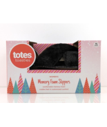 Totes Toasties Memory Foam Slippers Black Criss Cross Open Toe Size LARG... - $21.65 CAD