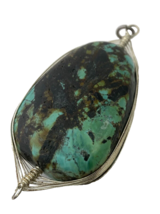 Artisan Made Wire Wrapped Large Natural Turquoise Stone Pendant  - £11.35 GBP