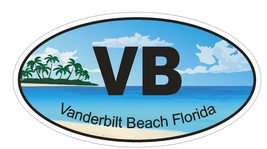 Vanderbilt Beach Florida Oval Bumper Sticker or Helmet Sticker D1272 Euro Oval - $1.39+