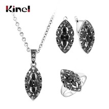 KineL 2020 NEW Fashion Vintage Turkey Bridal Jewelry Set For Women Antique Silve - £18.84 GBP