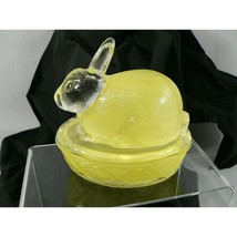 Rabbit Vanity Trinket Jewelry Storage Dish Bowl Glass Lidded Bunny - £37.50 GBP