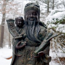 Chinese Ceramic Fu Lu Shou Longevity God Old Wise Man Statue Sculpture 1... - $173.25