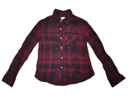 SUNDRY Womens Flannel Shirt Cozy Fit Plaid Burgundy Size US 1 - £49.76 GBP