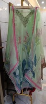Pure Organza Silk Unstitched Salwar Suit Set || Light Green Color Handwork Zari  - £83.60 GBP