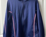 Lavon  Full Zip Track Jacket  Womens Size Large Blue Red White Knit Vint... - £14.85 GBP