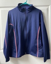 Lavon  Full Zip Track Jacket  Womens Size Large Blue Red White Knit Vint... - $18.69