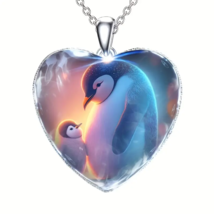 Penguins Heart Pendant Necklace - New - £10.37 GBP