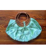 Silk floral flower embroider bamboo handle handbag bag purse embroidery ... - £11.85 GBP