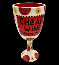 Wine Goblet &quot;Our Name Is Mud&quot; Lorrie Veasey 7.5&quot; White Red Graphic 8 oz ... - $12.30