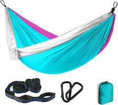 Camping Hammock Single And Double Portable Hammocks With 2 Tree Straps (18 - £0.00 GBP