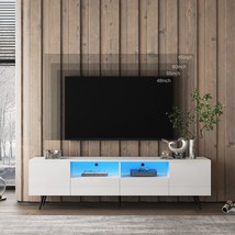 Modern White TV Stand 16 Colors LED TV Stand w/Remote Control Lights - £159.14 GBP