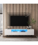 Modern White TV Stand 16 Colors LED TV Stand w/Remote Control Lights - £158.43 GBP