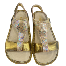 Alegria Ken Sandals Gold Size 38W Size 8W Wedge Wide Width Open Toe Shoe - £39.59 GBP