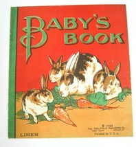 Baby&#39;s Book Linen Childrens Coloring Book Bunny Rabbits Saalfield Antique 1922 - £11.77 GBP