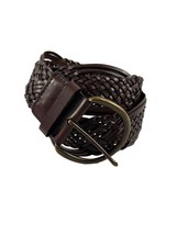 Brown Bonded Leather Belt Size Small 2.25&quot; Wide Boho Womens - £14.90 GBP