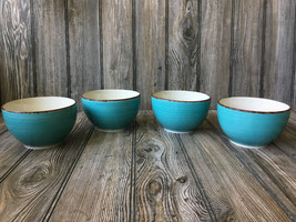 Set Of 4 Royal Norfolk Turquoise Blue Swirl Soup Cereal Bowls  5 1/2” NEW - £18.27 GBP