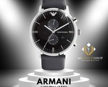 Emporio Armani AR0397 Herren-Armbanduhr mit Edelstahl-Lederarmband - $129.46