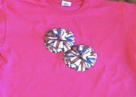 Kid&#39;s Cheer T Shirt Cheerleader Pom Poms Pink 3D Puff Ink NEW Unisex Child&#39;s XL - $9.49