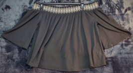 APT 9 Blouse Top Womens Large Black Polyester Short Sleeve Off the Shoulder Neck - £10.22 GBP
