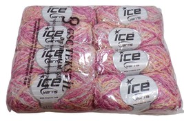 ICE Yarns Palermo Cotone Pink Yellow #57264 8 Skeins Cotton Blend - £27.21 GBP