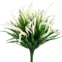 Handic 8Pcs Outdoor Artificial Flowers Fake Flowers Plants Plastic, White - £24.70 GBP