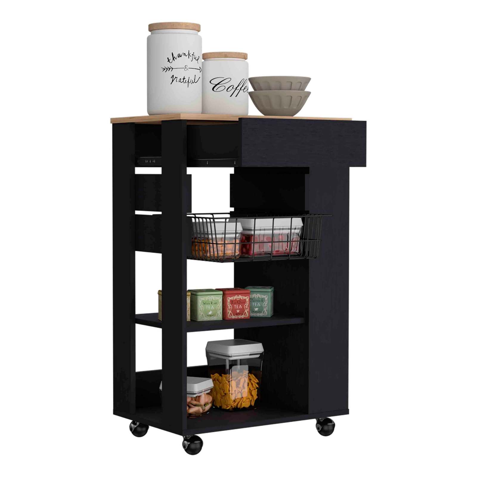 Blossom Kitchen Cart: 1 Drawer, 2 Shelves, 4 Casters Item image 6