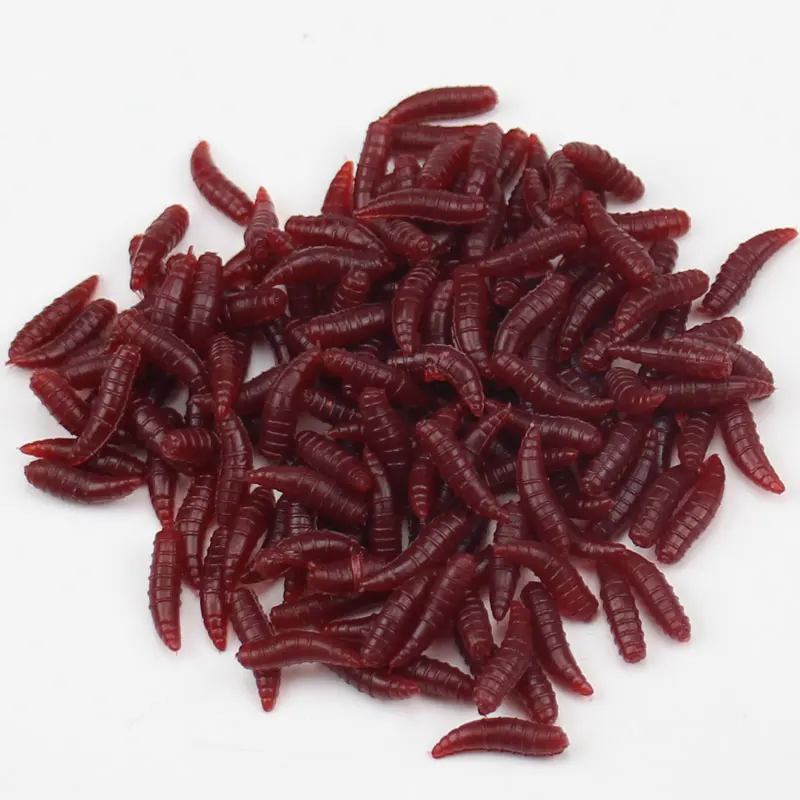 100 pcs 1.5cm 0.12g Maggot Grub Soft Lure Protein Soft Bait Worm Fishing Lures M - £45.23 GBP