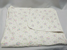 Vintage Carters Baby Girl Blanket Pink Blue Green White Flower Bouquet Cotton - £47.30 GBP