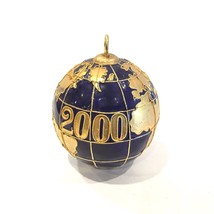 Cloisonne 2000  World Globe Christmas Ornament  3-1/2&quot; Large Navy Gold - £19.56 GBP