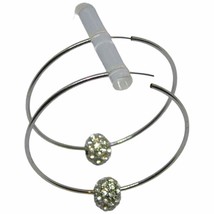 Earrings Hoops Statement Clear Rhinestones Silver Tone Modern Continuous Loop - £7.80 GBP