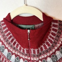 Woolrich Womens Cardigan Deep Red Zip Up Traditional Fair Isle Pattern Sz M Wool - £15.81 GBP