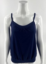 Lands End Tankini Swimsuit Top Womens Size 4 Navy Blue Solid Blouson NEW - £27.69 GBP