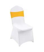 Folding Chair Covers Set 30 White Washable Slipcovers With Gold Sashes - $96.99