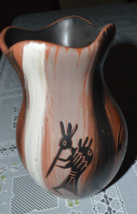 Navajo Vase by Johnson, Brown background with Navajo Themes, 6.5” tall - $35.00