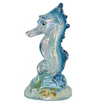 Fenton Art Glass Iridized Blue Seahorse Figurine Signed M. Young Rare - $240.00