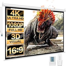 100&#39;&#39; 16:9 Hd Motorized Projection Screen With Remote Control, Folding A... - $200.99