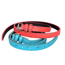 2 Women&#39;s Thin Belt&#39;s Coral and Blue Size M/L - $13.11