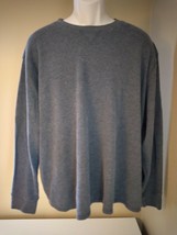 * Hanes GRAY  Henley  Men&#39;s Long Sleeve WAFFLE  Shirt  2XL - £7.45 GBP