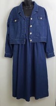 Talbots Petites Denim Dress Jacket 2 Piece Blue Modest No Slits Size 16P - £35.00 GBP