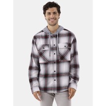 No Boundaries Men&#39;s Hooded Long Sleeve Flannel Shirt X-LARGE Platinum New - $24.18